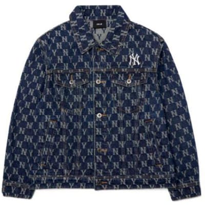 MLB Yankees Letterprint Losse Windjack Denim Jas Uniseks Jassen Blauw 3ADKM0121-50BLS S gray