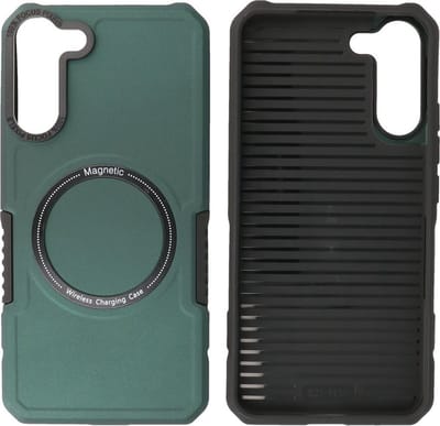 Hoesje Geschikt voor de Samsung Galaxy S21 Plus - Schokbestendige Telefoonhoesje Geschikt voor MagSafe - Donker Groen