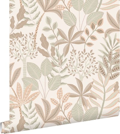 ESTAhome behang bladeren warm grijs, beige en vergrijsd groen - 50 x 900 cm - 139677