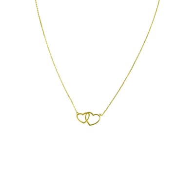 New Bling 9NBSAM-G190201 Gouden Ketting - Dames - Hartjes - Twee Hartjes - 8,6 x 15 mm - Ankerschakel - 38 + 2,5 + 2,5 cm - 14 Karaat - Goud