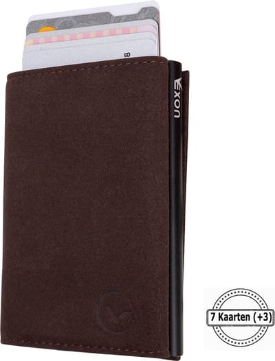 VEXON Polar Deluxe - Wallet Pro - Premium Wallet Classic - Pasjeshouder Bruin - Kaarthouder - Met Rits - 10 Pasjes, Briefgeld en Muntgeld - RFID Creditcardhouder - Mannen en Vrouwen Portemonnee - Uitschuifbaar - Alcantara Leer - Bruin