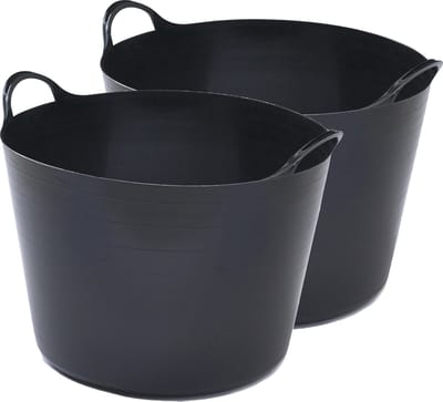 Whitefurze Flexibele emmer - 2x - 39 liter - Kunststof - Zwart - 43 x 49 x 37 cm