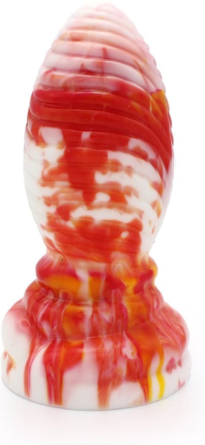 Kiotos Monstar - Buttplug Beast 6 - 16.5 x 6.5 cm - Oranje/Wit/Rood