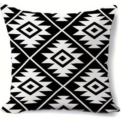 Décoration d'intérieur Motif Géométrique Noir et Blanc Coussin Jeté Housse de Coussin Convient pour Canapé Chambre à Coucher Voiture Housse de Coussin 45x45cm