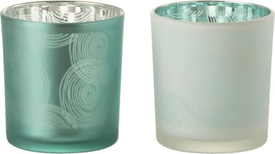 J-Line windlicht Spiralen - glas - mix - small - 2 stuks