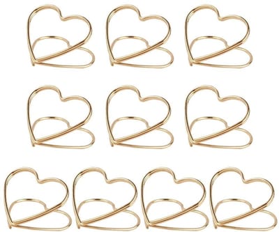 Peysaitr – 12 Stuks Gouden Hartvormige Fotokaarthouders – Tafelnummers, Menukaarten, Foto’s, Visitekaartjes – Bruiloft, Verjaardag, Valentijnsdag - Goud