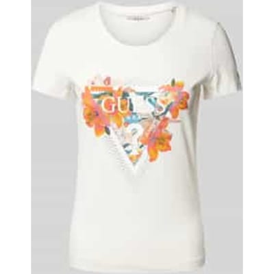 T-shirt met label- en motiefprint, model 'TROPICAL TRIANGLE'