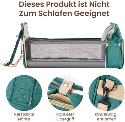 Babyverkleedrugzak – Stijlvolle Multifunctionele Luiertas met Verschoonmat – Grote Draagbare Baby Rugzak – Softshell – Voor Reizen – Groen