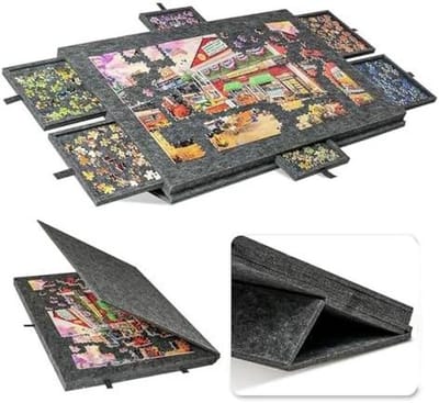 Puzzeltafel Opvouwbaar - Kantelbord Puzzel - Puzzels Sorteren - Met 6 Laden - Tot 1000 Stukjes - Donkergrijs