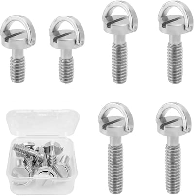 SnelShoppen - 6 Stuks 1/4 Inch D-Ring, Lange Steel Flat Head D Axis D Ring met Bevestigingsschroef, RVS Camera Bevestigingsschroef voor Camera Statief