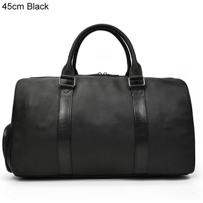 Luxe Echte Leer Heren Dames Reistas Koeienleer Handbagage voor in de cabine Reizen Schoudertas Man Vrouw Weekend Duffle Bag 30 zwart