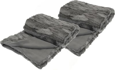 Fleece dekens/plaids - 2x - titanium grijs - 130 x 150 cm