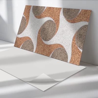 Wallfluent Vinyl Tegels - Patroon met Cirkels en Golven Zelfklevende Vinyl Tegels - 40 cm x 20 cm - Beige Vinyl Tegels - 10 stuks - Rechthoek PVC Tegels - Texturen Plaktegels - Vinyl Wandtegels - Plaktegels Keuken en Badkamer