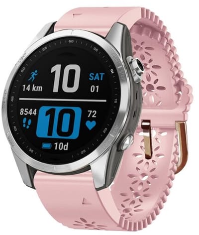 By Qubix - Geschikt voor Garmin bandje - 20mm Quickfit - Flower siliconen bandje - Roze - Geschikt voor Garmin Fenix 8 - 43mm