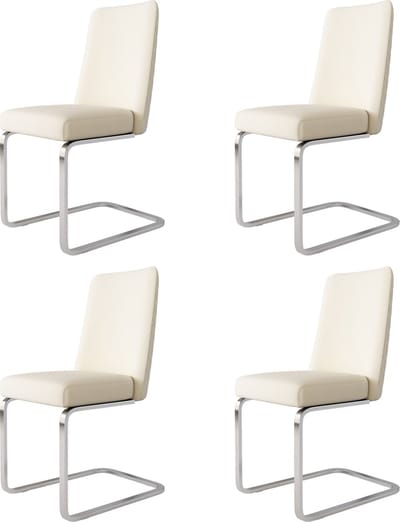 Merax Fluwelen Eetkamerstoelen Set van 4 – Beige Loungestoelen met Diamantvormig Rugontwerp – Zilverkleurige Metalen Slede Poten