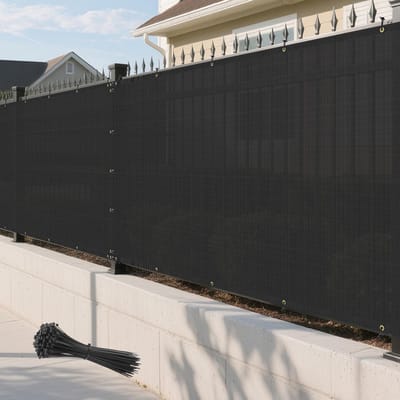 Privacy hek scherm - Omheining gaas - Buiten beschermen - UV bescherming 95% - 155 cm x 25 cm - Zwart