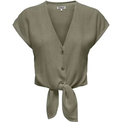 ONLY ONLSIESTA SS KNOT LIN BL SHIRT PNT NOOS Dames Blouse - Deep Lichen Green