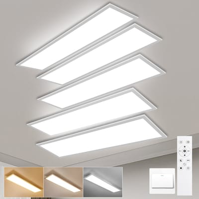 Oraymin 5 Stuks LED Plafondlamp Paneel 120x30 cm - 40W Dimbare Lamp - Met Afstandsbediening