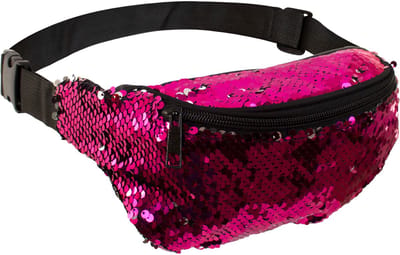 PartyXplosion Carnaval verkleed Heuptasje - glitter pailletten - roze - volwassenen - foute party