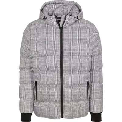 Urban Classics Gewatteerd jack -S- Check Wit/Zwart