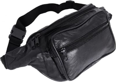 Rojafit Heuptas-Groot-4 vakken-Zwart-Nappa Leer-Afmeting ca. 34 x 8 x 15 cm.