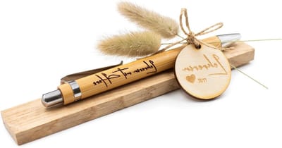 Houten Balpen - Gepersonaliseerde Pen - Cadeau Geven - Met Gravure - 14 cm - Bamboe