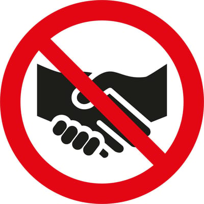 Pickup sticker Wij geven u geen hand - We do not shake hands with you - Nous ne te serrons pas la main - Wir geben Ihnen nicht die Hand - social distance