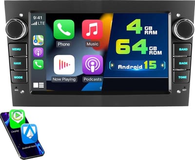 ESSGOO Autoradio Geschikt voor Opel - Android 15 - Apple Carplay & Android Auto (Draadloos) - 4+64GB - 7 Inch HD Touchscreen - GPS, Bluetooth, USB