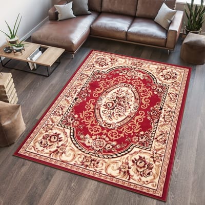 Tapiso Atlas PP Vloerkleed Rood Woonkamer Tapijt Maat- 80x150