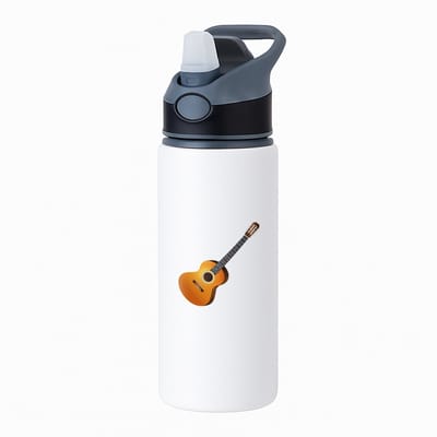 Hacebo® - Gitaar waterfles met rietje zwart - Muziek - Gitaristen - Instrument - snaarinstrument - muzikanten - water fles - 650ML