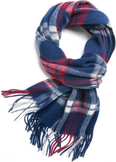 Wollen Sjaal Heren – Sjaal Heren – Geruite Sjaal – Blauw/Rood