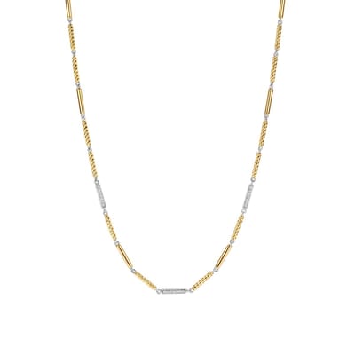 TI SENTO Dames Ketting - 925 zilver - Zirkonia met geel verguld - Maat 42 - 34088ZY