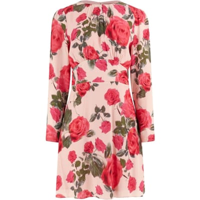 GUESS  Eco Rachele Ls Gathered Blurred Roses Print Taglia: XS | Abiti Mini Outlet | Donna | Rosa