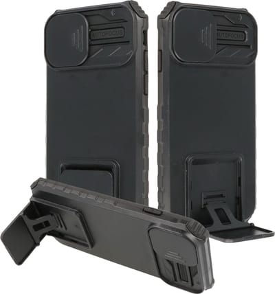 Premium Kwaliteit Anti Shock Hoesje - Back Cover - Camerawindow met Stand Functie - Geschikt voor Samsung Galaxy S22 Plus - Zwart