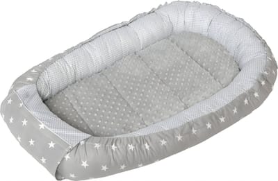 KAD® Babynestje - Babynestje met Handvaten - Tweezijdig Gebruik - Handgemaakt Knus Nestje voor Pasgeborenen - Grijs - 100cm x 60cm x 15cm