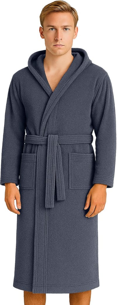 Barbons Badjas Heren - Katoen met Capuchon - Oekotex - Antraciet - XXL