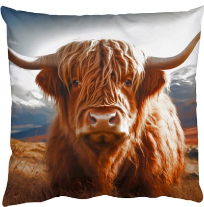Sierkussens - Kussentjes Woonkamer - 50x50 cm - Schotse hooglander - Hoorns - Bergen - Landschap