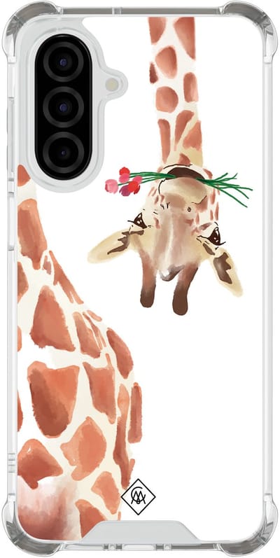 Casimoda® hoesje - Geschikt voor Samsung Galaxy A26 - Giraffe - Shockproof case - Extra sterk - TPU/polycarbonaat - Bruin/beige, Transparant