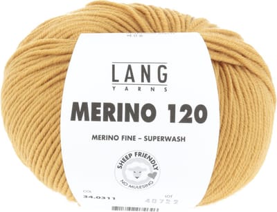 Lang Yarns Merino 120 - 311 okergeel - Merinowol Garen