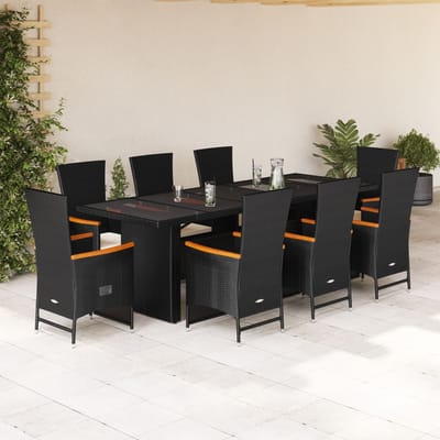 vidaXL - 9-delige - Tuinset - poly - rattan - zwart