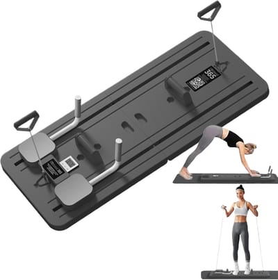Pilates Trainingsbord - Buikwiel Fitnessbord - Thuis Fitness - Multifunctioneel Ontwerp - 106x41cm - Zwart Grijs