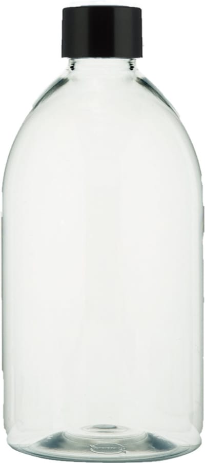 Lege Plastic Fles 500 ml PET transparant - met zwarte dop - set van 10 stuks - navulbaar- leeg