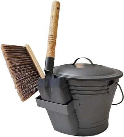 Asemmer met deksel - Metalen container - Haardonderhoud - Inclusief schep bezem - 269 x 226 cm - Veelkleurig