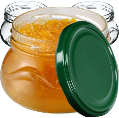 KADAX Kleine inmaakpotten, 300 ml, miniatuurpotten voor honing en specerijen, jampotten met deksel, luchtdichte potten om cadeau te geven (groen, 10 stuks)