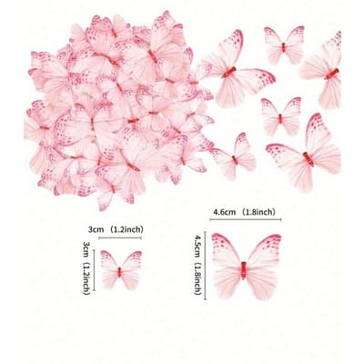 48 Pièces Papillons Comestibles Pour Décoration de Gâteau, Papillon en Papier Gaufrette Décoration de Gâteau Papillon Décoration de Cupcake Pour Mariage Anniversaire Anniversaire Fleur rose