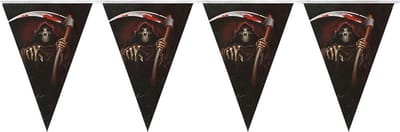 Horror/halloween thema vlaggenlijn feestslinger - magere Hein - plastic - 250 cm - Versiering/feestartikelen