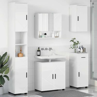 vidaXL - Badkamermeubel - Set - 5 - st - Hoogglans - wit - 61 - x - 35 - x - 64 - cm