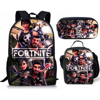 3 stuks Fortnite Activiteitenrugzak Anime Cartoon Schooltas Grote Capaciteit Student Schooltassen Etui Schattig En Charmant Lunchtas Verjaardagscadeau 3pcs
