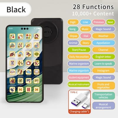 Baby Telefoon Speelgoed Simulatie Muziek Geluid Telefoon Speelgoed Peuter Puzzel Vroeg Onderwijs Speelgoed Telefoon Mobiele Telefoon Model Speelgoed Cadeaus zwart
