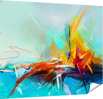 Gards Tuinposter Abstracte Kunst - Kampvuur - 150x120 cm - Tuindoek - Tuindecoratie - Wanddecoratie buiten - Tuinschilderij